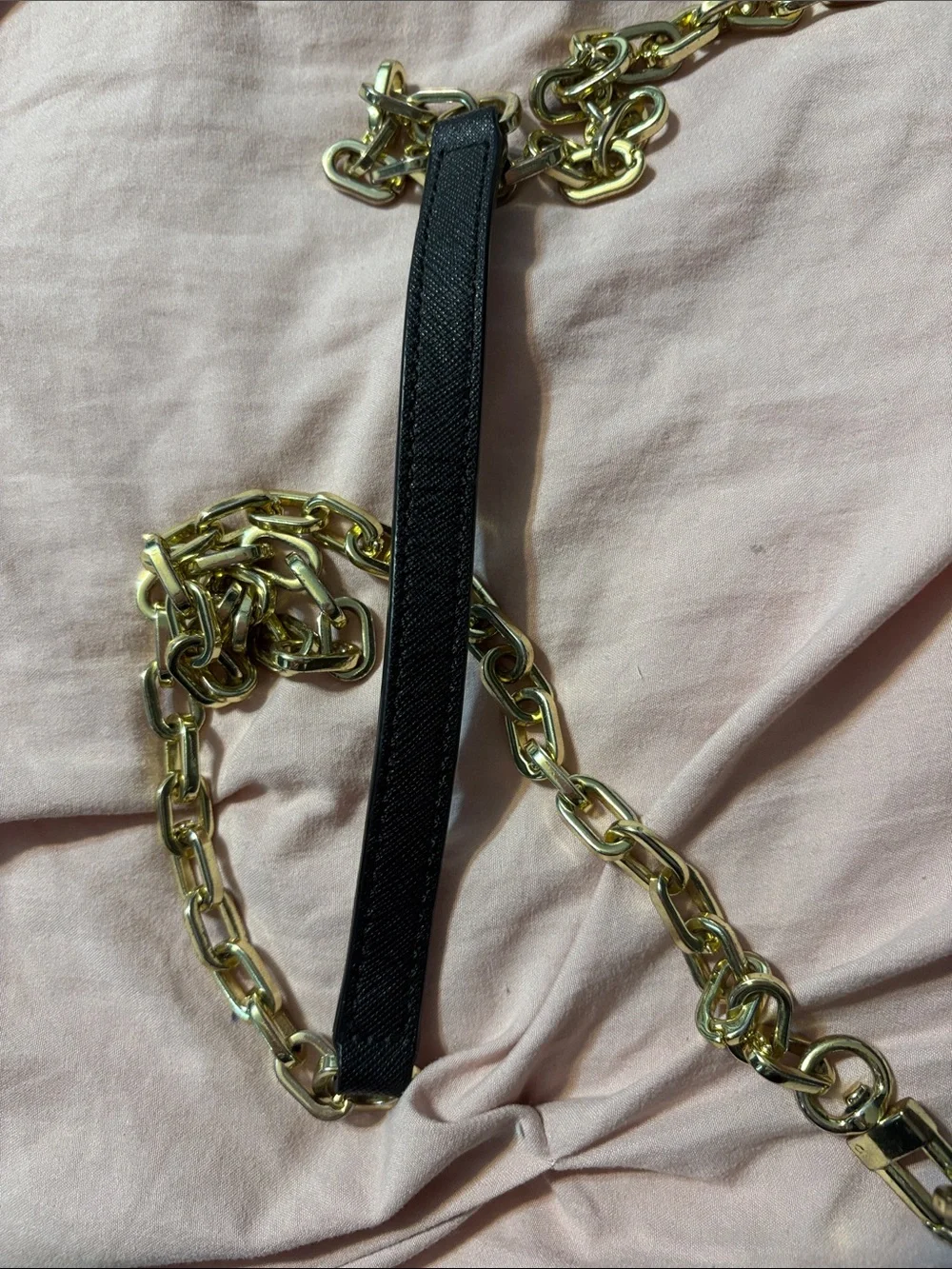 Tory Burch Black Leather Crossbody with Gold Chain Strap
